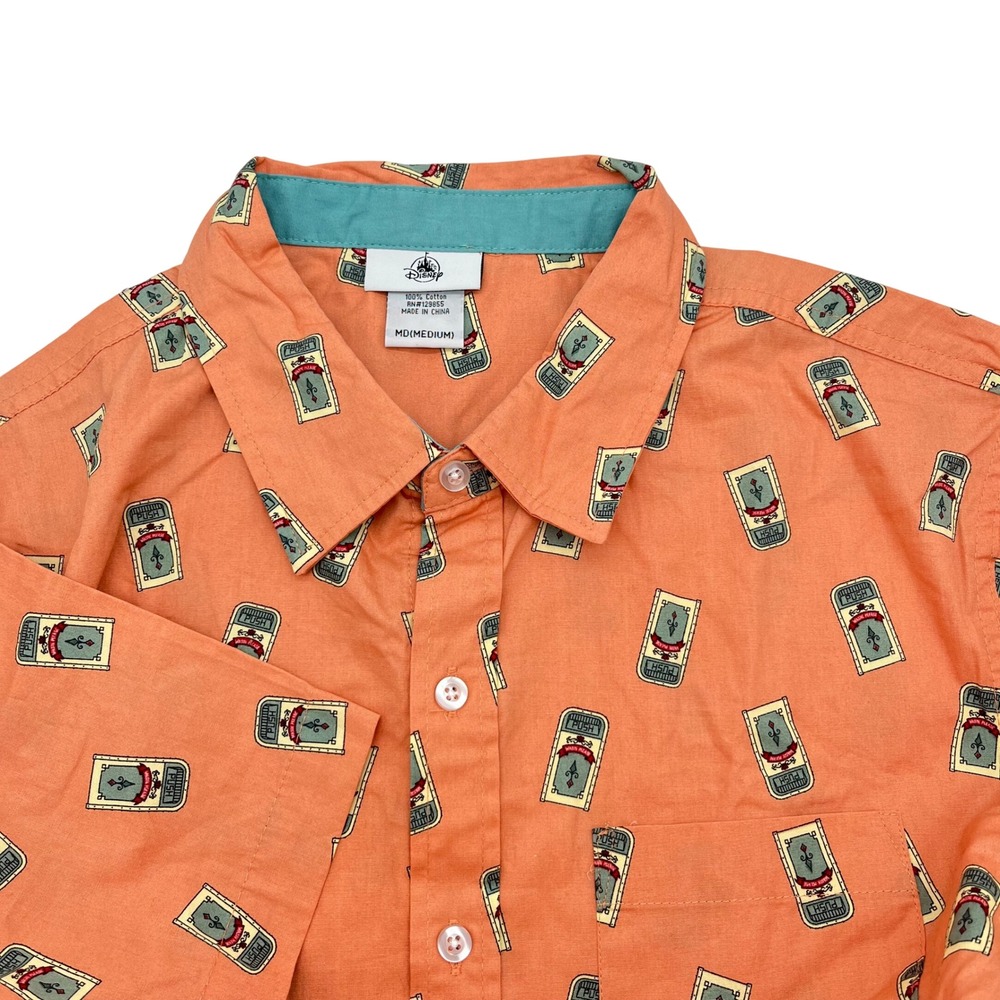 Disney Parks 2020 Push Talking Trash Can Short Sleeve Button Up Camp Shirt
